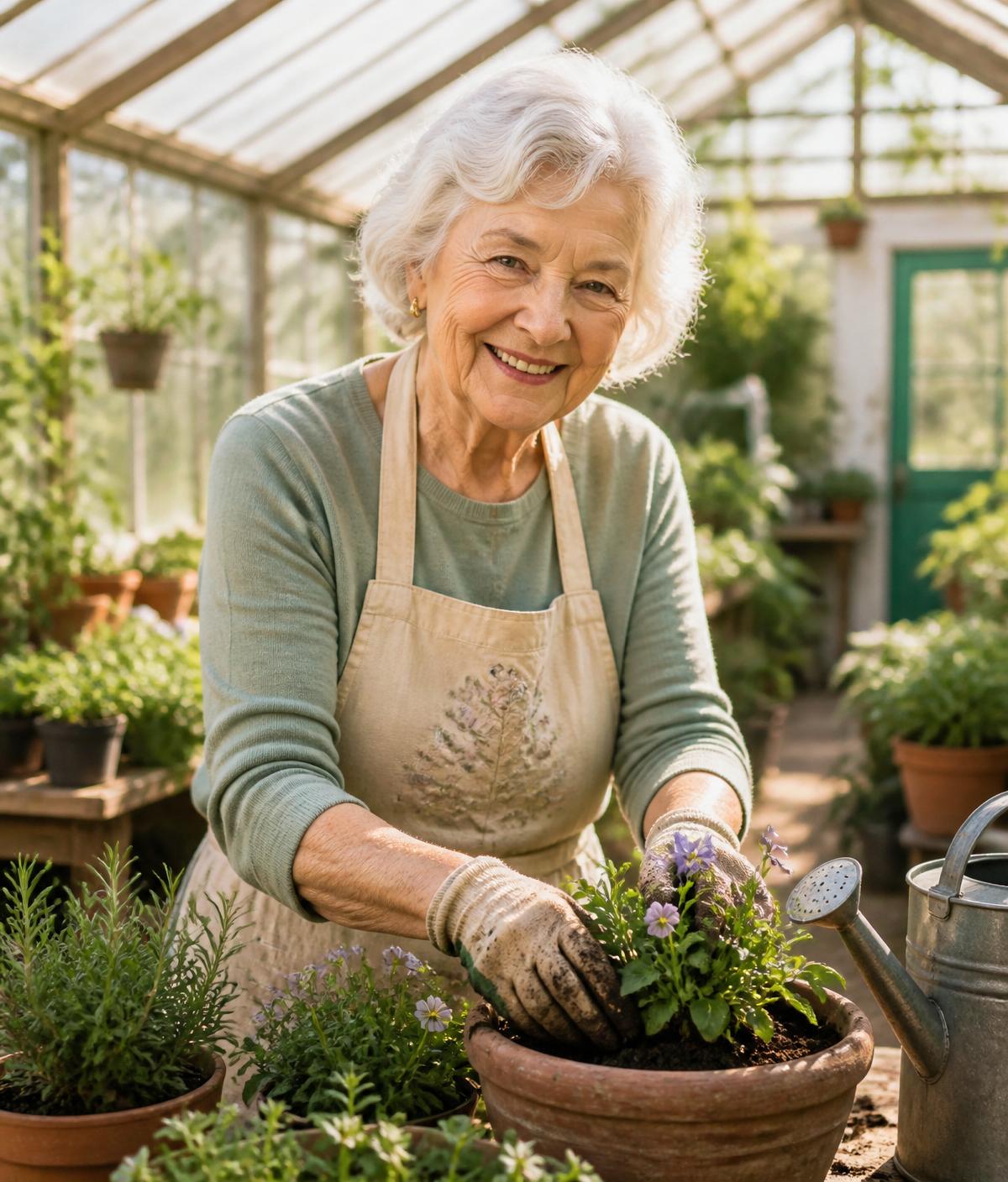 Older woman gardening