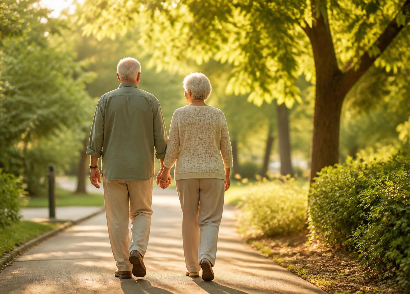Older couple walking